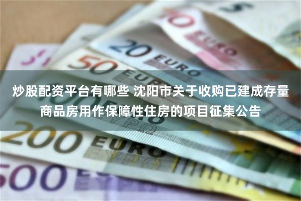 炒股配资平台有哪些 沈阳市关于收购已建成存量商品房用作保障性住房的项目征集公告