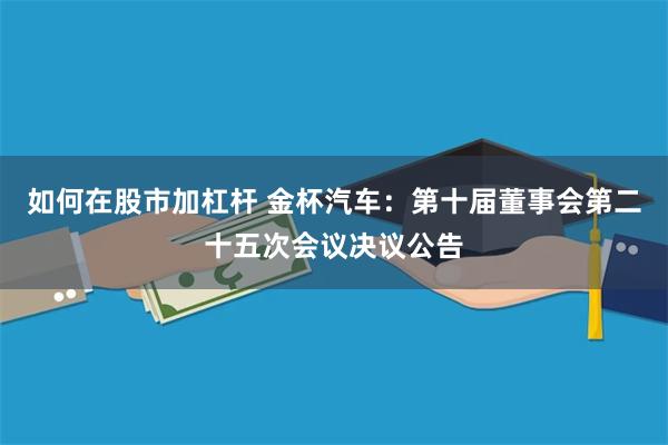 如何在股市加杠杆 金杯汽车：第十届董事会第二十五次会议决议公告